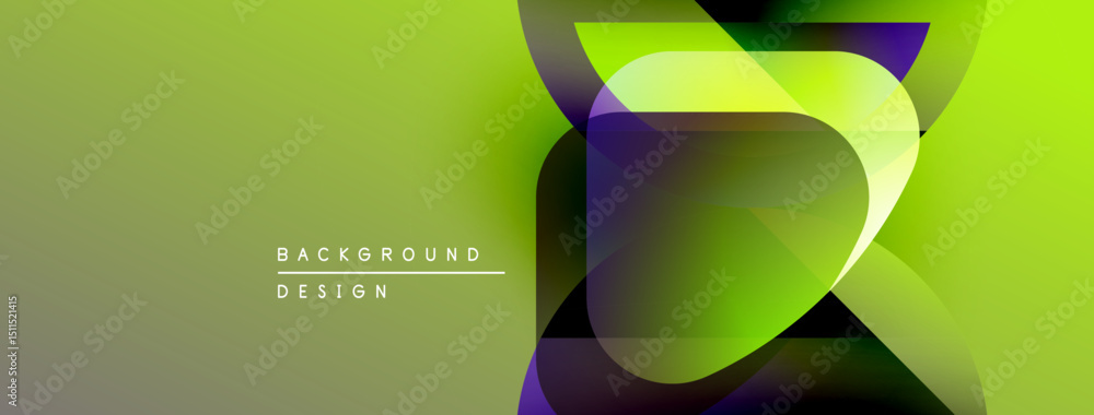 Leinwandbilder abstract vibrant design features flowing shapes, gradients. green dominates with purple accents, cre