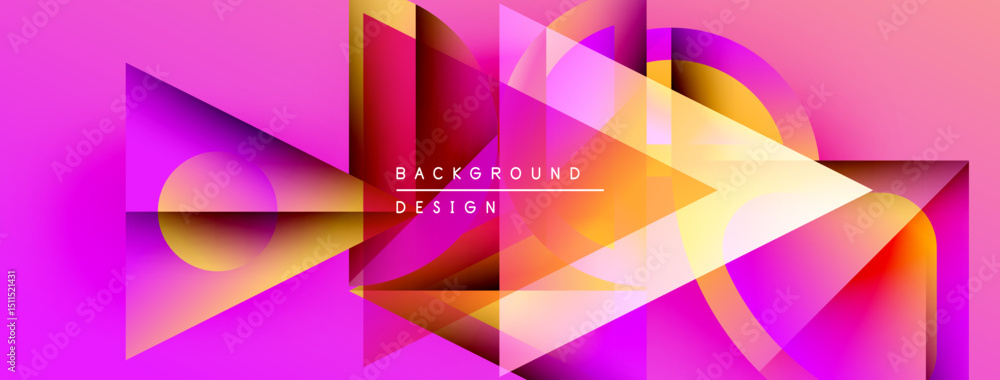 Aufkleber abstract geometric shapes, vibrant pinks, yellows create dynamic background. modern design elements 