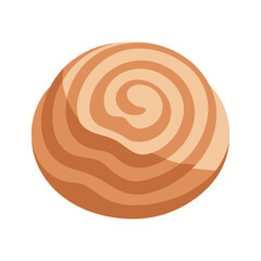 A sweet swirl cinnamon bun illustration in warm brown tones on a white background