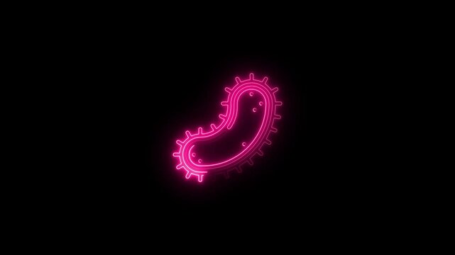 glowing neon protist icon animation black background. 4K Video motion graphic animation.