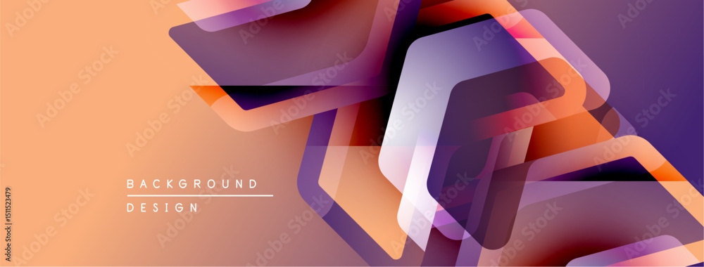 Poster abstract geometric shapes overlap, creating dynamic visual effect. warm colors dominate composition,