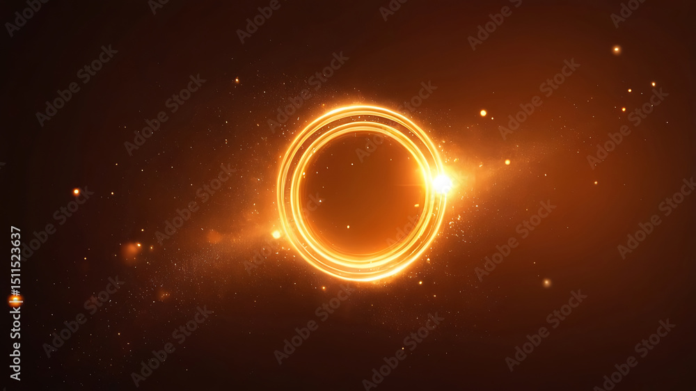 Aufkleber glowing abstract circle on dark background with bright light effects, modern pattern, vector texture