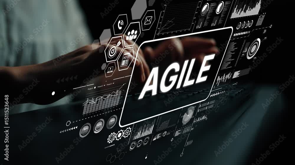 Poster Dynamic Representation of Agile Methodology with Data Visualization and Technology Concepts. Asymptotic smart data analytic.