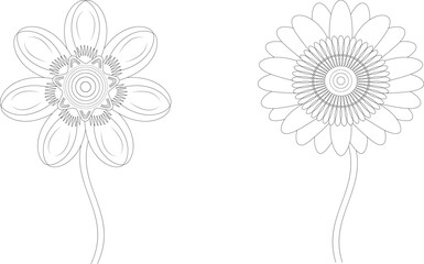 Natural flowers vector line art illustration with organic shapes. Botanical floral art design for organic product.