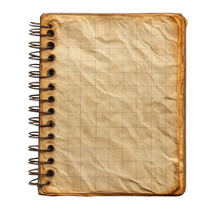 Fototapeta premium Old spiral-bound notebook with square graph paper and visible creases.
