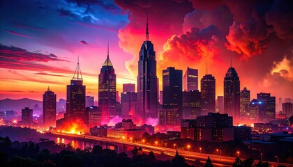 Obraz premium Nashville in Ruins: A Stunning View of a City After a Catastrophe