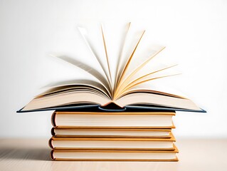 Open Book on Stack of Books Knowledge, Education, and Reading