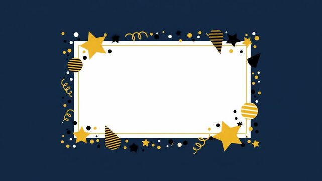 Decorative border with stars and circles on dark blue background  