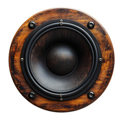 High fidelity audio speaker with wood grain design for premium sound quality