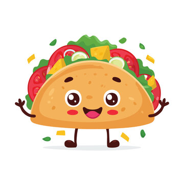 happy cartoon taco with vegetables clip art preview