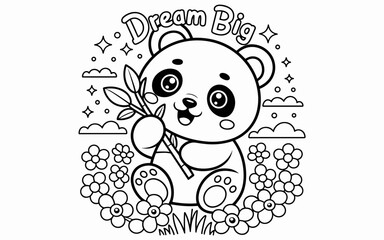 Cute Animal Coloring Page, Lineart outline illustration 