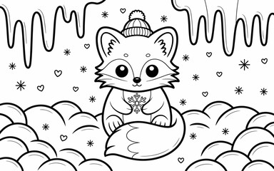 Cute Animal Coloring Page, Lineart outline illustration 