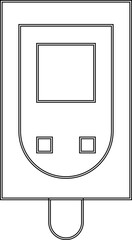 glucose in blood icon. Glucometer with monitor for meter sugar in diabetes. Tester, device for test of glucose level. High diabetic or hypoglycemia. Sign of mellitus. Symbol of hyperglycemia.