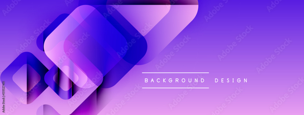 Fototapete Abstract purple background features overlapping squares, creating modern design. Gradient effect adds depth, visual interest.