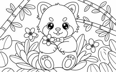 Cute Animal Coloring Page, Lineart outline illustration 