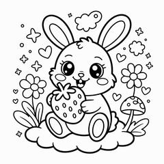 Cute Animal Coloring Page, Lineart outline illustration 