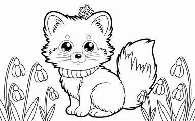 Cute Animal Coloring Page, Lineart outline illustration 