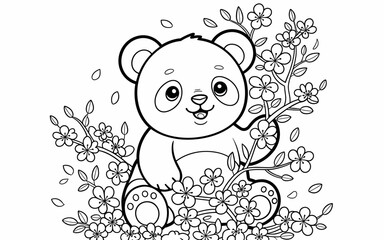 Cute Animal Coloring Page, Lineart outline illustration 