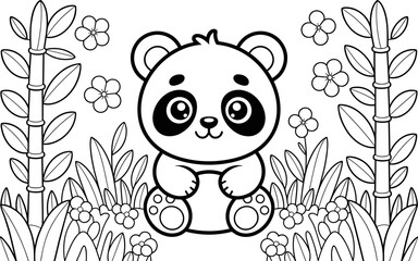 Cute Animal Coloring Page, Lineart outline illustration 