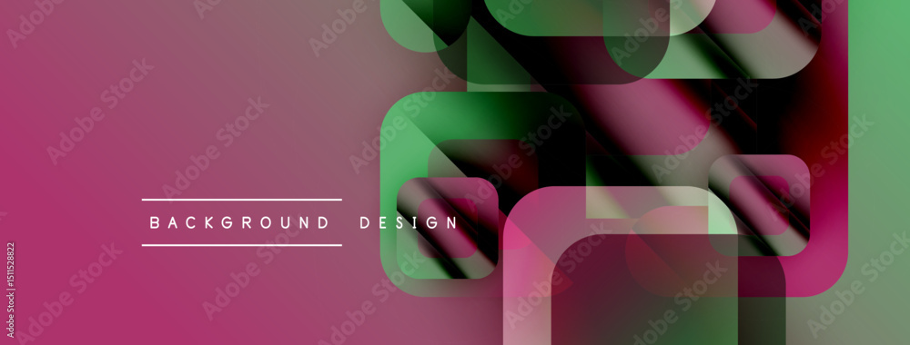 Aufkleber abstract geometric shapes overlap, creating vibrant color gradients. pink dominates background, with