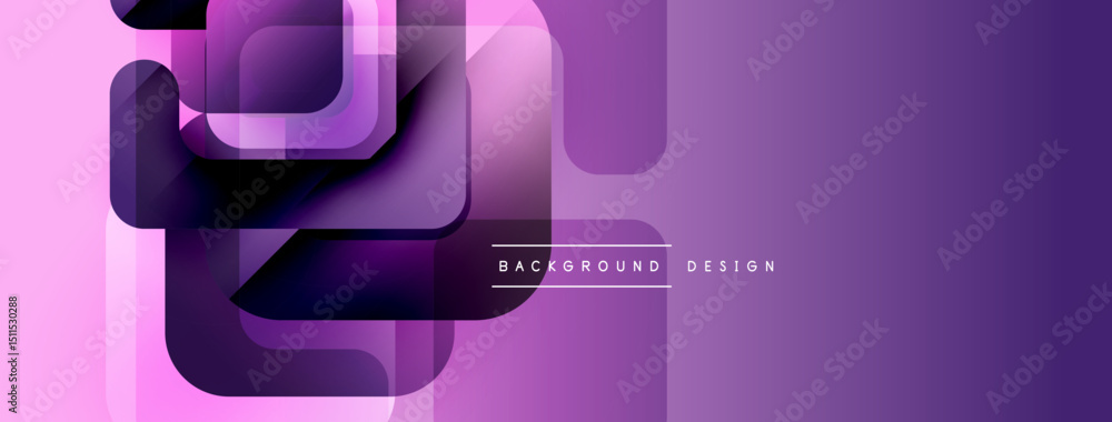 Poster abstract purple design features overlapping geometric shapes. gradient colors create modern visual e