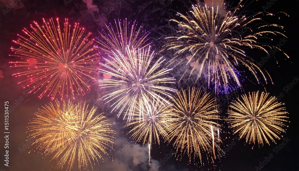 Poster spectacular firework display in chaotic and beautiful explosion
