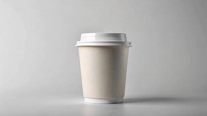 Blank coffee cup with lid isolated on white background for product mockup and design