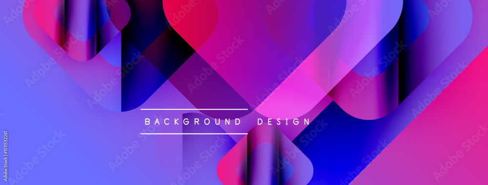 Poster Abstract vibrant design. Overlapping shapes create dynamic visual effect. Gradient colors blend smoothly, forming modern backdrop.