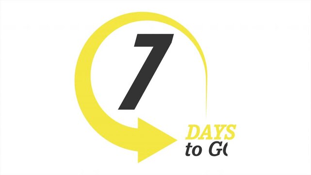 7 days to go. Stylized countdown icon. An animated banner for the start of a sale, presentation, or promotional event
