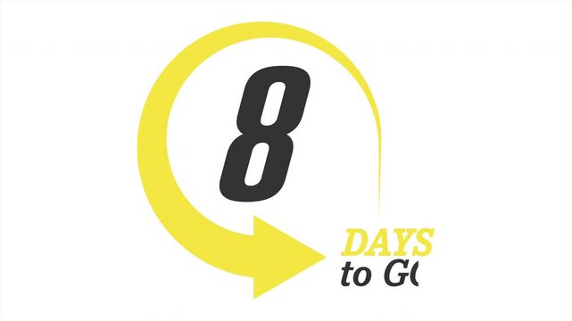 8 days to go. Stylized countdown icon. An animated banner for the start of a sale, presentation, or promotional event