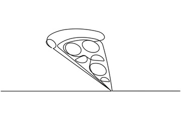 Pizza slice continuous single line drawing isolated on white background