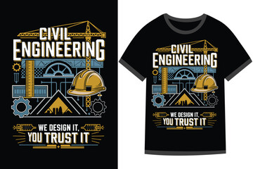Obraz premium Vector illustration for Civil Engineering t shirt design