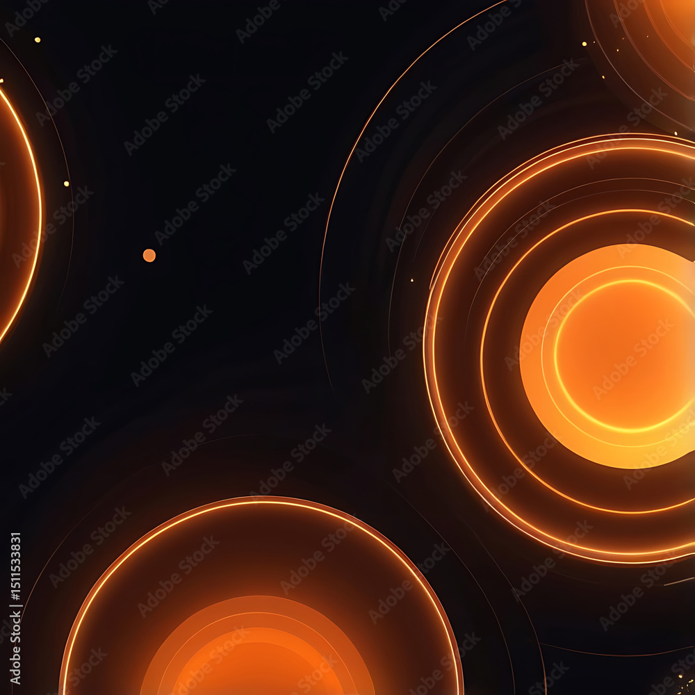 Poster glowing abstract circle on dark background with bright light effects, modern pattern, vector texture