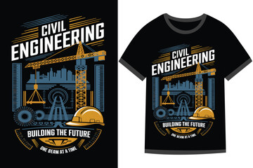 Obraz premium Vector illustration for Civil Engineering t shirt design