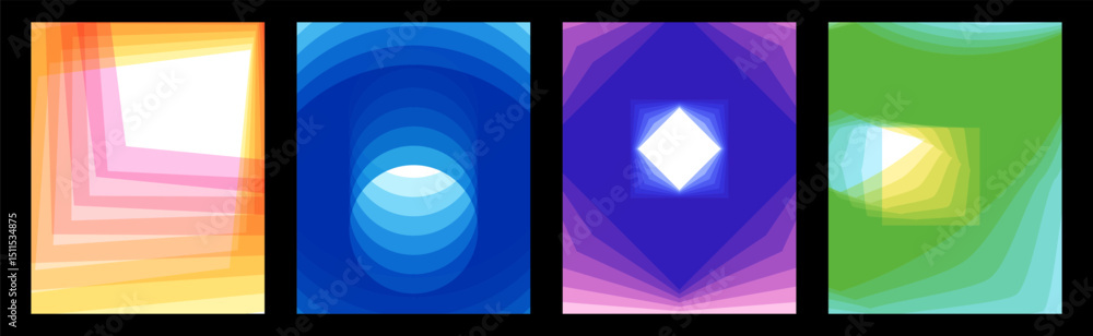Poster trendy cover set with cool dynamic motion effect. overlay geometric shapes layout design template