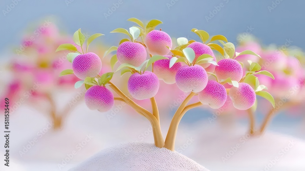 Aufkleber 柔らかいピンクの花をつけた木の背景画像 暖かく明るい照明デザイン