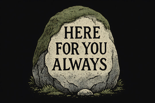 Stone engraved with here for you always