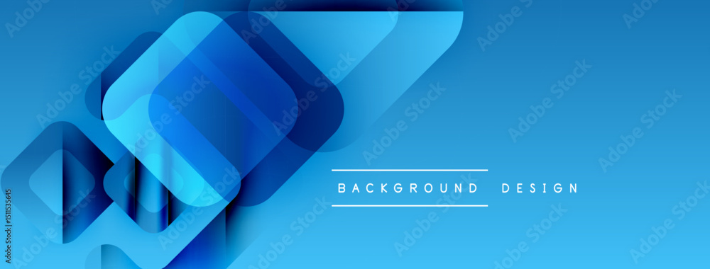 Fototapete abstract blue design features overlapping squares, gradients, dynamic composition. modern background