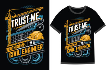 Obraz premium Vector illustration for Civil Engineering t shirt design