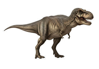 Obraz premium Tyrannosaurus rex dinosaur isolated on transparent png background, suitable for an encyclopedia or field guide, postcards and fabric patterns