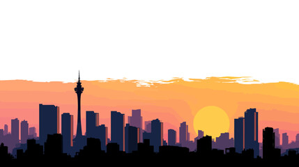 Obraz premium Sunrise city illustration simple silhouette vector isolated on white background - 