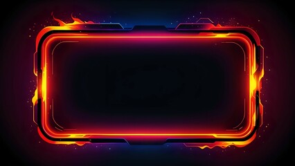 tent in the mountains, abstract background with glowing lines, glowing neon frame, abstract blue wave, abstract red background