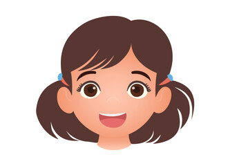 Cute Girl Show Happiness Emotion and Face Expression Vector Illustration