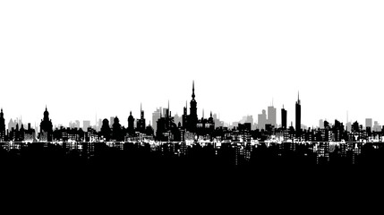 Naklejka premium Town skyline outline simple black silhouette vector isolated on white background - 