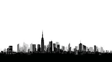 Fototapeta premium Town skyline outline simple black silhouette vector isolated on white background - 
