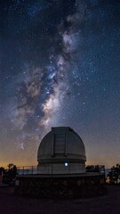 Obraz premium Stunning Observatory on Mountaintop Under Shimmering Night Sky