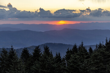 Sunrise at Clingmans dome in Great Smokey Mountains national park.