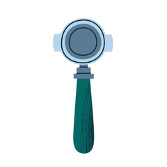 Coffee portafilter icon, flat cartoon spoon for coffee ground. Vector illustration for cafe menus, espresso machine accessory, barista equipment, coffee brewing, cafe utensils
