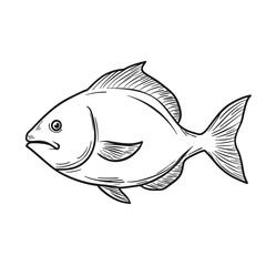 Fototapeta premium Outline drawing of an ocean sunfish swimming in the water Concept of travel 