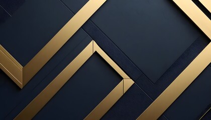 Obraz premium Abstract dark blue background with gold geometric shapes and lines creating a modern design look